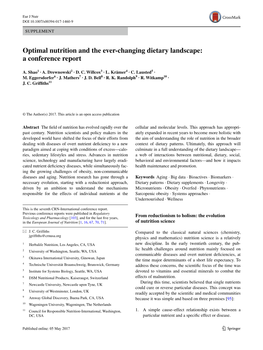 Optimal Nutrition and the Ever-Changing Dietary Landscape’ Held on December 2, 2016, in Hamburg, Germany