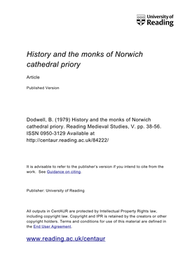 History and the Monks of Norwich Cathedral Priory