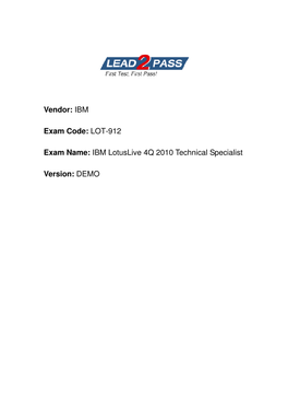 IBM Lotuslive 4Q 2010 Technical Specialist Version