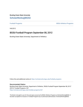BGSU Football Program September 08, 2012