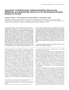 Innervation of Histaminergic Tuberomammillary Neurons by Gabaergic and Galaninergic Neurons in the Ventrolateral Preoptic Nucleus of the Rat