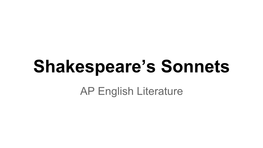 Shakespeare's Sonnets