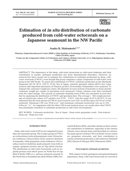 Estimation of in Situ Distribution of Carbonate Produced from Cold-Water Octocorals on a Japanese Seamount in the NW Pacific