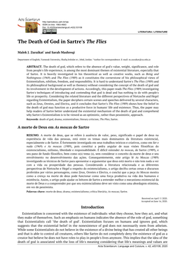 The Death of God in Sartre's the Flies
