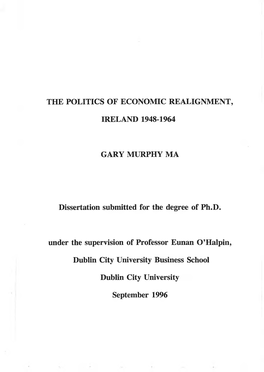 The Politics of Economic Realignment, Ireland 1948-1964