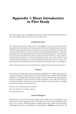 Appendix 1: Short Introduction to Film Study