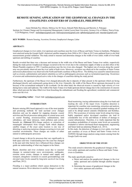 Remote Sensing Application of the Geophysical Changes in the Coastlines and Rivers of Zambales, Philippines