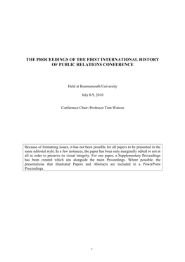 Ihprc Proceedings Title Page