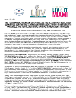 Nfl Foundation, the Miami Dolphins and the Miami
