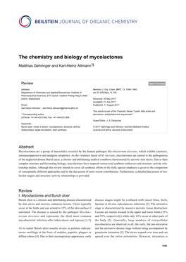 The Chemistry and Biology of Mycolactones