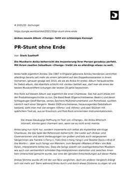 PR-Stunt Ohne Ende