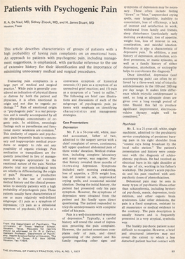 Patients with Psychogenic Pain Sary