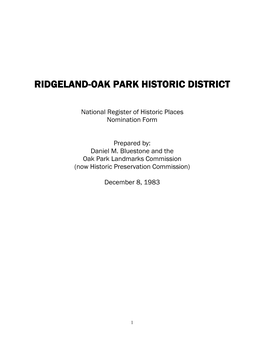 RIDGELAND--OAK PARK HISTORIC DISTRICT National Register Of