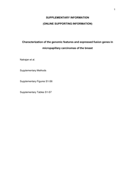 Characterization of the Genomic Features and Expressed Fusion Genes In