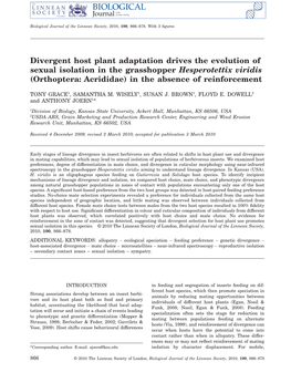 Divergent Host Plant Adaptation Drives the Evolution of Sexual Isolation In