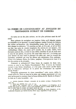 La Forme De L'ensenhamen Au Jogleur Du Troubadour Guiraut De Cabrera