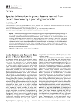 Species Delimitations in Plants: Lessons Learned from Potato Taxonomy by a Practicing Taxonomist