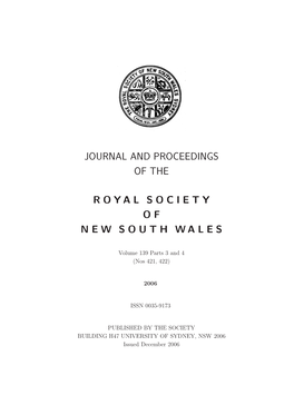 Journal and Proceedings of the Royal Society O F New