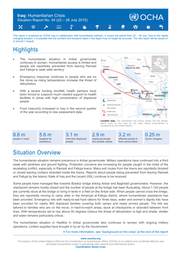 Ocha Iraq Humanitarian Situatio