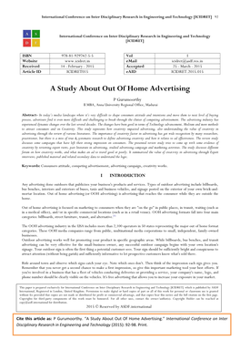 A Study About out of Home Advertising
