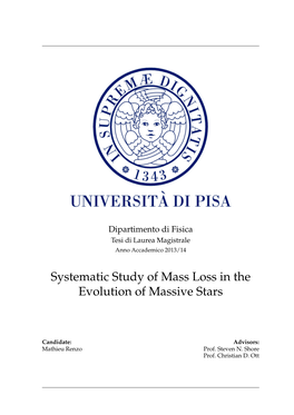 Systematic Study of Mass Loss in the Evolution of Massive Stars (PDF)