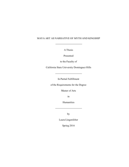 Maya Art As Narrative of Myth and Kingship