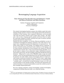 Bootstrapping Language Acquisition 1