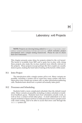 Laboratory: Xv6 Projects