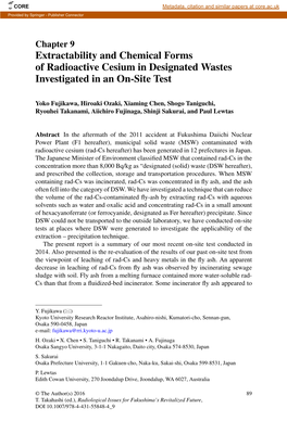 Extractability and Chemical Forms of Radioactive Cesium in Designated Wastes Investigated in an On-Site Test