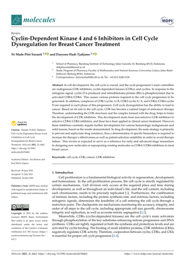 Cyclin-Dependent Kinase 4 and 6 Inhibitors in Cell Cycle Dysregulation for Breast Cancer Treatment