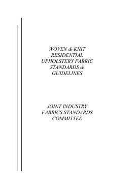 Woven & Knit Residential Upholstery Fabric Standards & Guidelines Joint