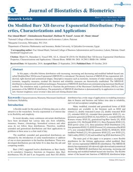 Journal of Biostatistics & Biometrics