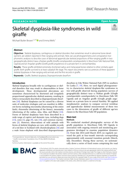 Skeletal Dysplasia-Like Syndromes in Wild Giraffe