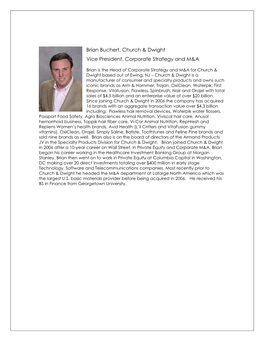 Brian Buchert, Church & Dwight Vice President, Corporate Strategy And