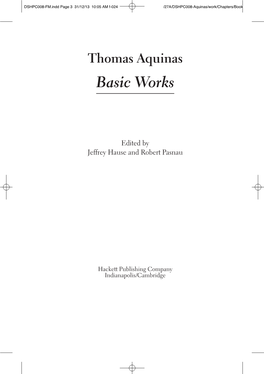 Thomas Aquinas Basic Works