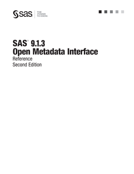 SAS 9.1.3 Open Metadata Interface: Reference, Second Edition