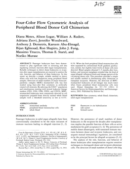 Four-Color Flow Cytometric Analysis of Peripheral Blood Donor Cell Chimerism