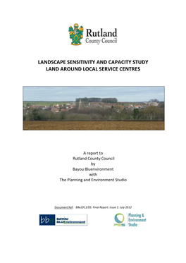 Landscape Sensitivity and Capacity Study Land Around Local Service Centres