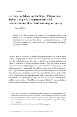 Italian Conquest, Occupation and Civil Administration of the Southeast Aegean, 1912-23