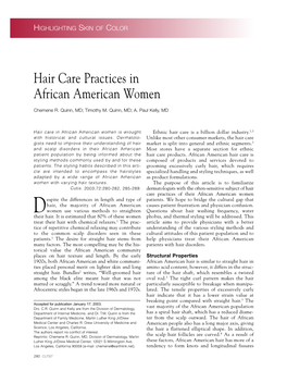 Hair Care Practices in African American Women