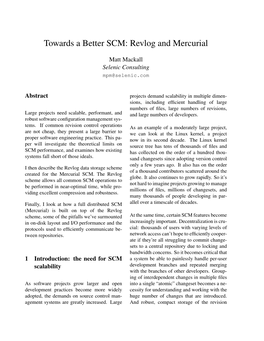 Towards a Better SCM: Revlog and Mercurial