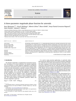 A Three-Parameter Magnitude Phase Function for Asteroids