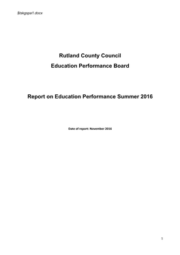 Rutland County Council Education Performance Board Report On