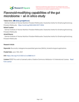 Flavonoid-Modifying Capabilities of the Gut Microbiome – an in Silico Study