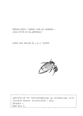 Småmuslinger I Norske Vann Og Vassdrag - Lokaliteter Og Miljøforhold