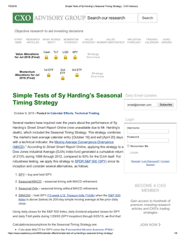 Simple Tests of Sy Harding's Seasonal Timing Strategy - CXO Advisory