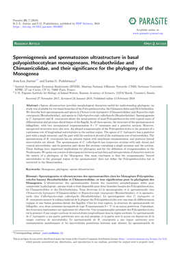 Spermiogenesis and Spermatozoon Ultrastructure in Basal