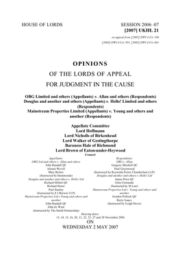 OBG Limited and Others (Appellants) V