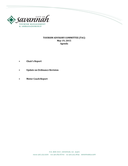 TOURISM ADVISORY COMMITTEE (TAC) May 19, 2015 Agenda