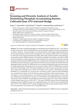 Screening and Diversity Analysis of Aerobic Denitrifying Phosphate Accumulating Bacteria Cultivated from A2O Activated Sludge
